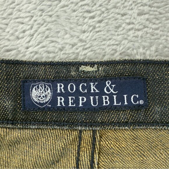 Rock & Republic Women's Sz 30x30 Distressed Five Pocket Denim Jeans Embroidered - Picture 5 of 14